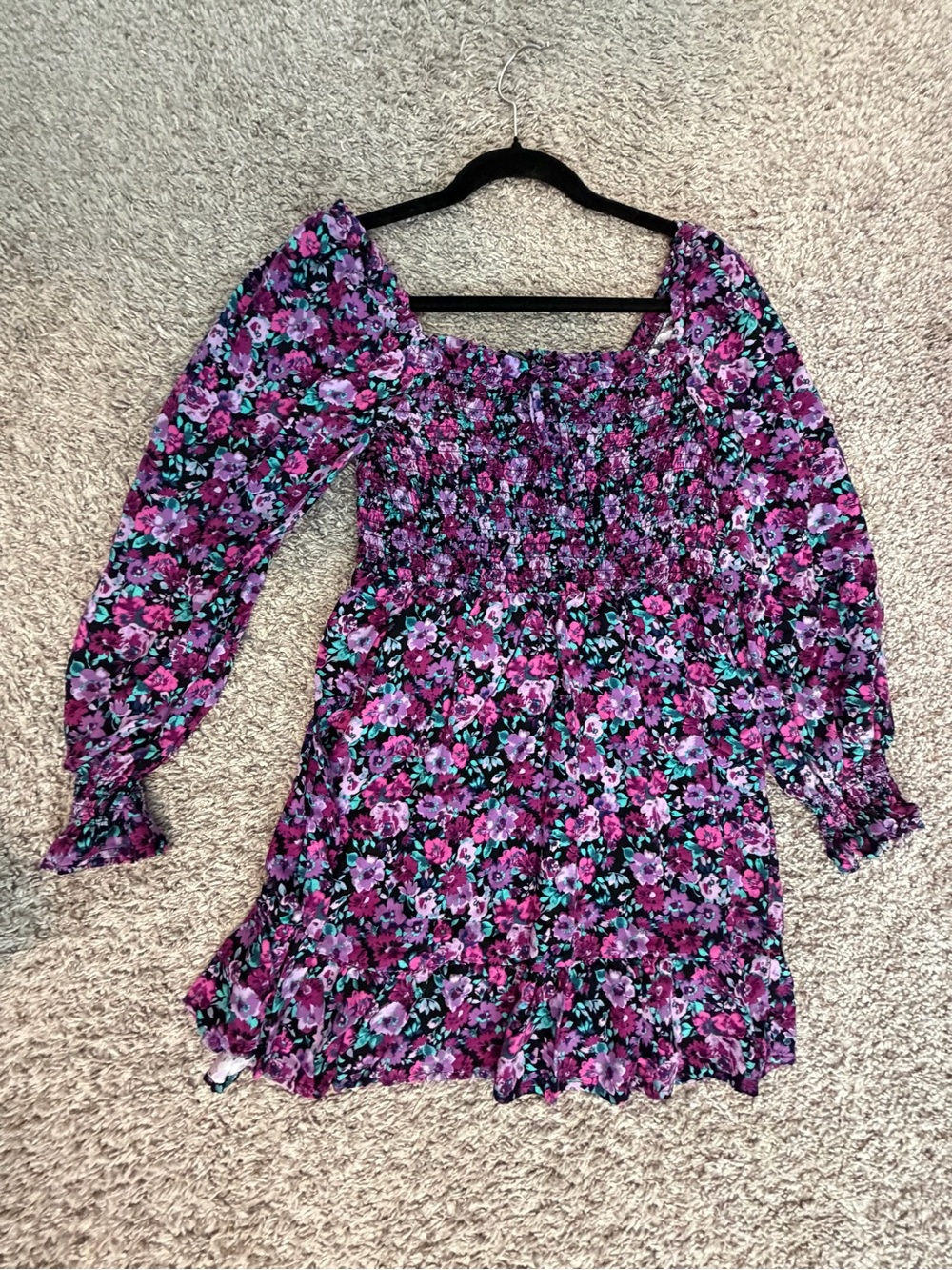 wild fable Purple Floral Smocked Mini Dress